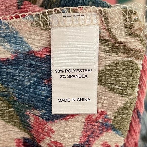 Cuddl Duds Crepe Knit Caftan Tunic Coastal Coral Floral Pink Size 1X - Picture 11 of 13